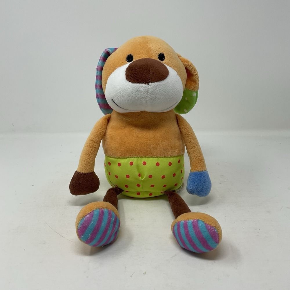 Play Time Junior Patchwork Dog Plush Stuffed Animal Stripes Polka Dots Puppy